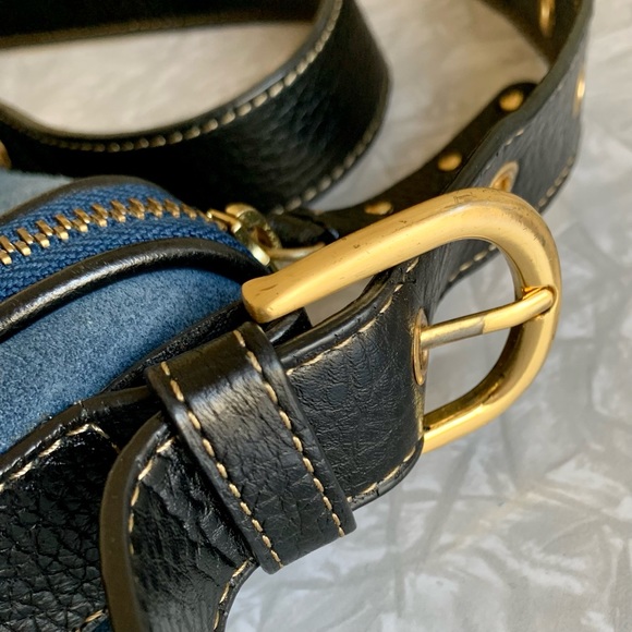 VTG Maxx New York Navy Blue Suede Crossbody + Coin Purse - Picture 5 of 9